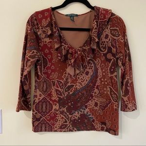 LAUREN Ralph Lauren Ruffle Top Paisley Print